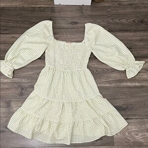 Kids Gingham Dress in Green